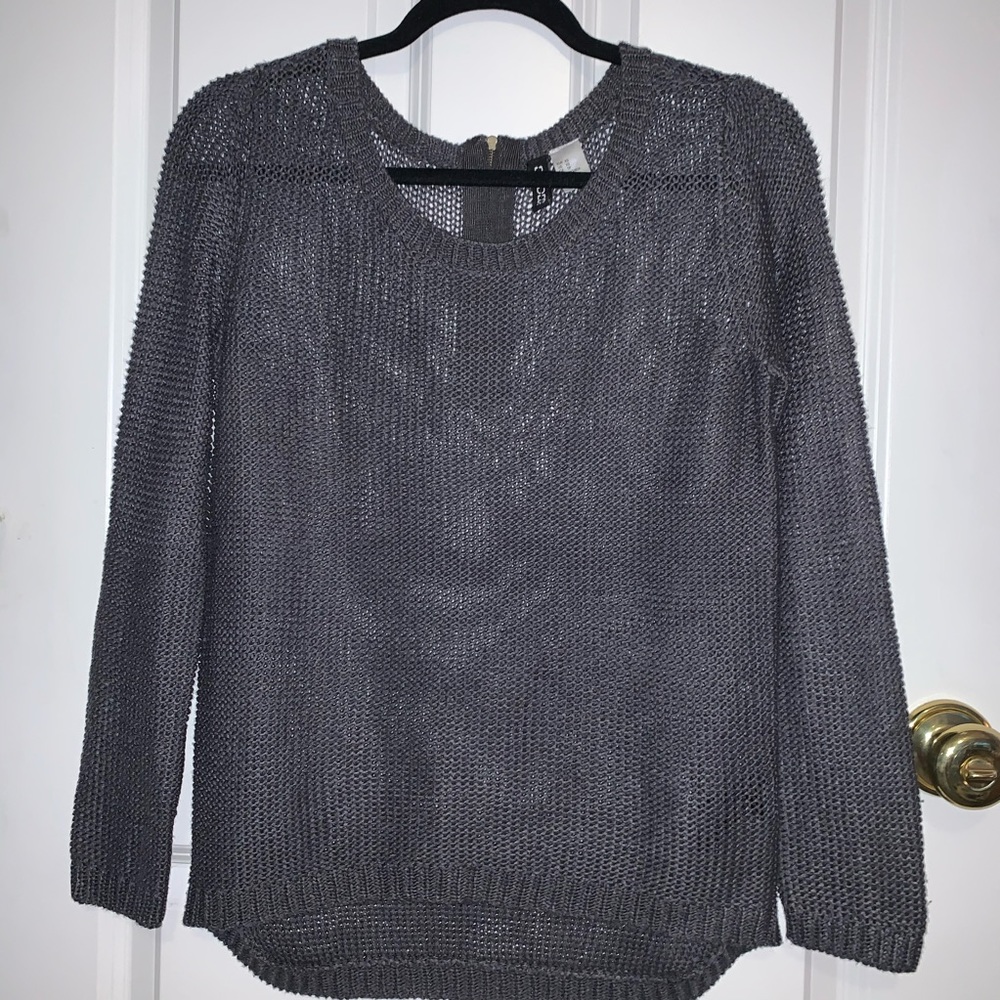 H&M Gray Knit Sweater with Zipper Detail